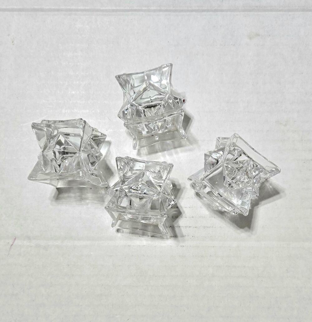 Vintage 24% Lead Crystal Stackable Star Taper Candle Holders - Set of 4